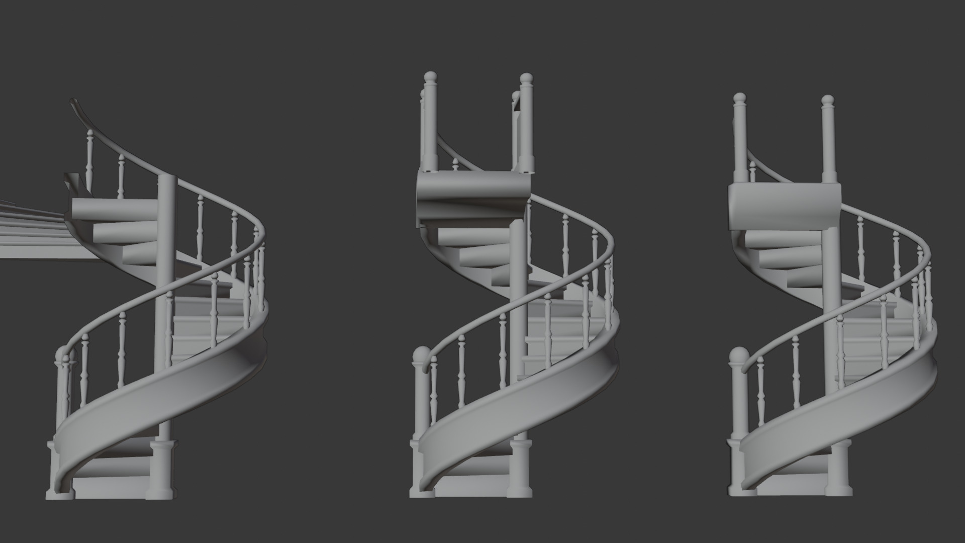 Retro Spiral Staircase 3D Model High-Quality Game Asset 3D model_8