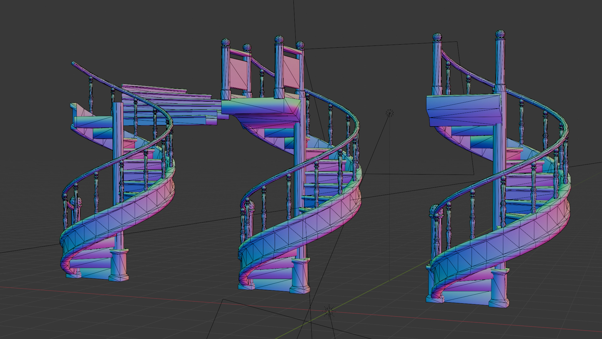 Retro Spiral Staircase 3D Model High-Quality Game Asset 3D model_14