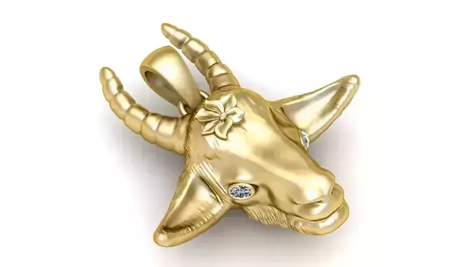 COW ANIMAL HEAD PENDANT 3D PRINTABLE MODEL