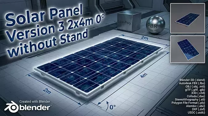 Solar module version 3 2x4m tilt angle 0 degrees without stand