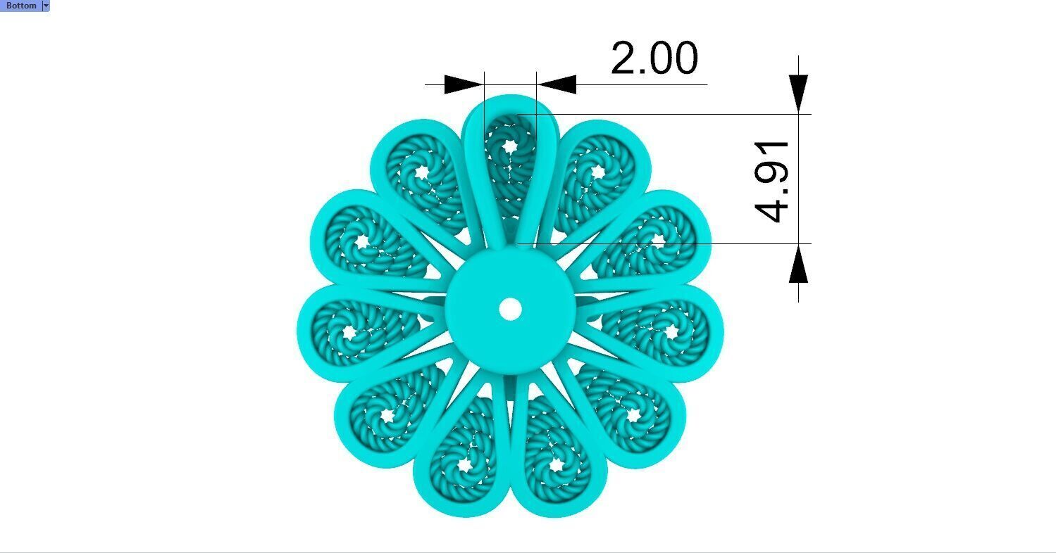 Filigree Flower Stud and Pendant 7 Astor with stone 3D print model_18