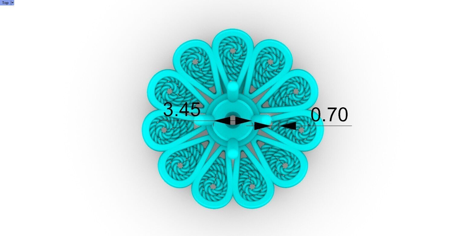 Filigree Flower Stud and Pendant 7 Astor with stone 3D print model_17