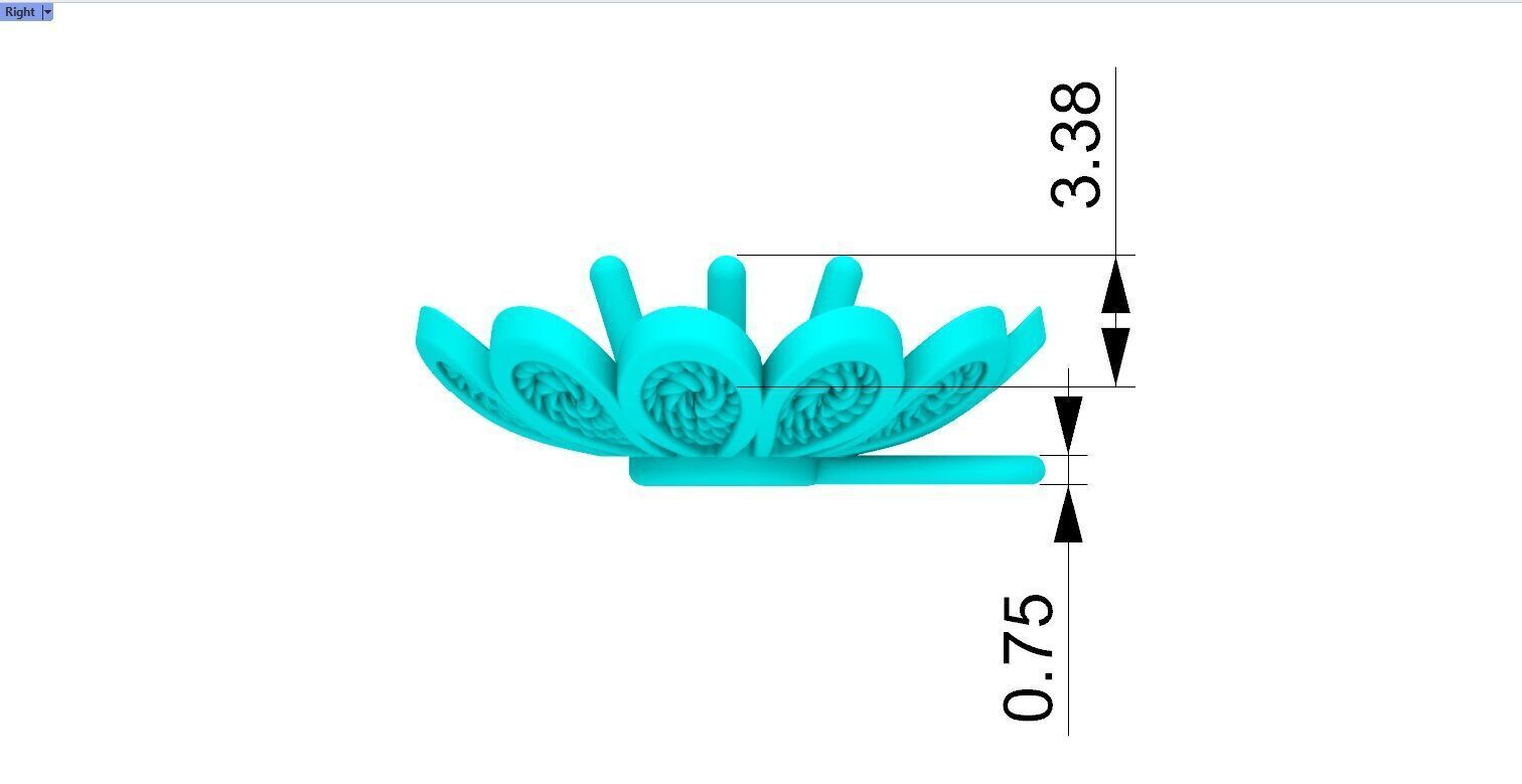 Filigree Flower Stud and Pendant 7 Astor with stone 3D print model_20