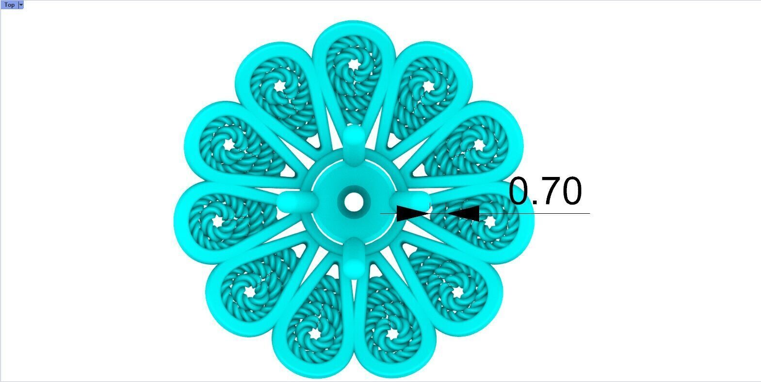 Filigree Flower Stud and Pendant 7 Astor with stone 3D print model_13