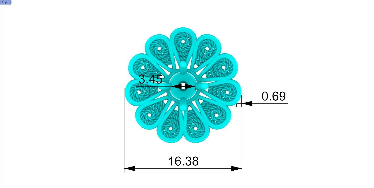 Filigree Flower Stud and Pendant 7 Astor with stone 3D print model_12