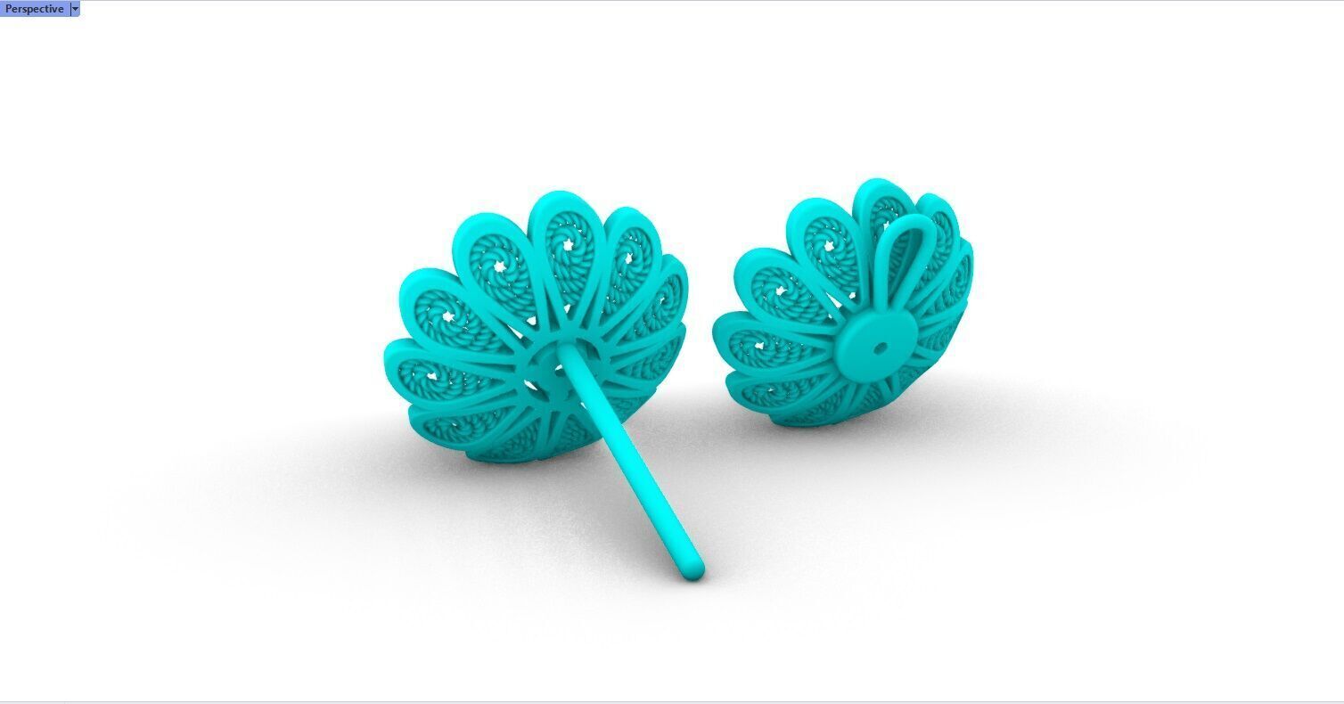 Filigree Flower Stud and Pendant 7 Astor with stone 3D print model_22