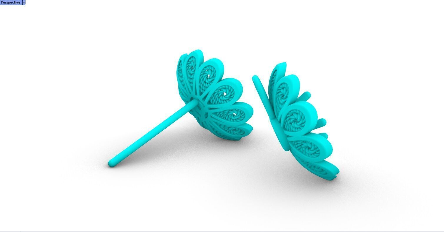 Filigree Flower Stud and Pendant 7 Astor with stone 3D print model_21