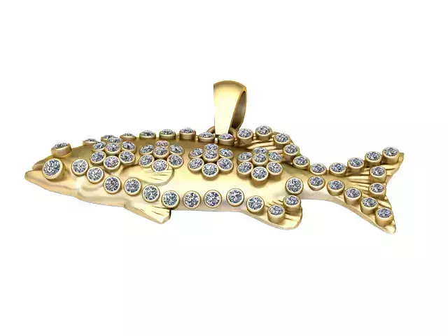 FISH WATER DIAMOND PENDANT 3D PRINTABLE MODEL 