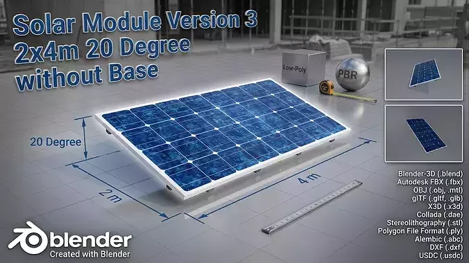 Solar module version 3 2x4m tilt angle 20 degrees without stand