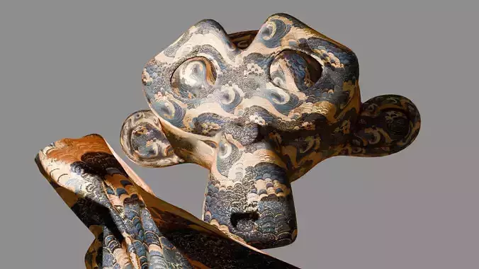 Oriental Velvet Fabric Seamless Material Oriental Blue