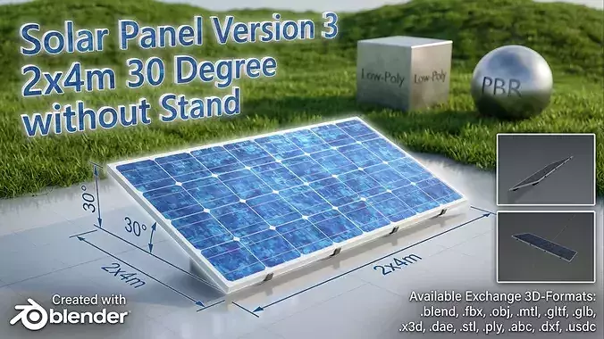 Solar module version 3 2x4m tilt angle 30 degrees without stand