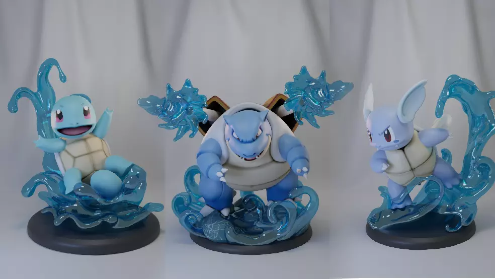 Squirtle Wartortle and Blastoise Pack 3D print model