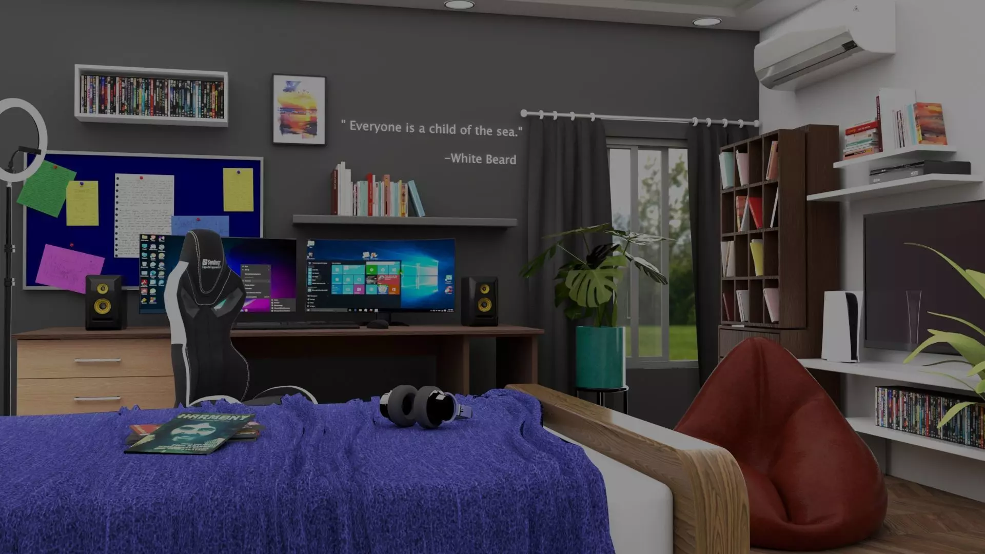 Natural Gaming Room Scene 3D Model Low-poly 3D model