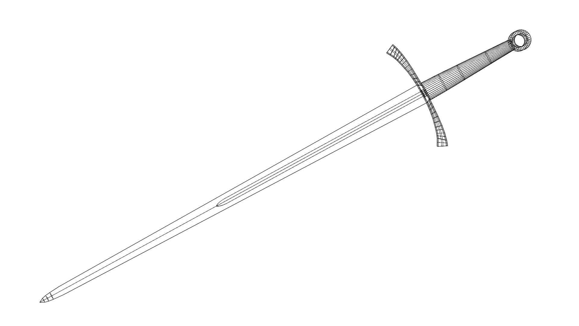 Longsword Low-poly 3D model_4