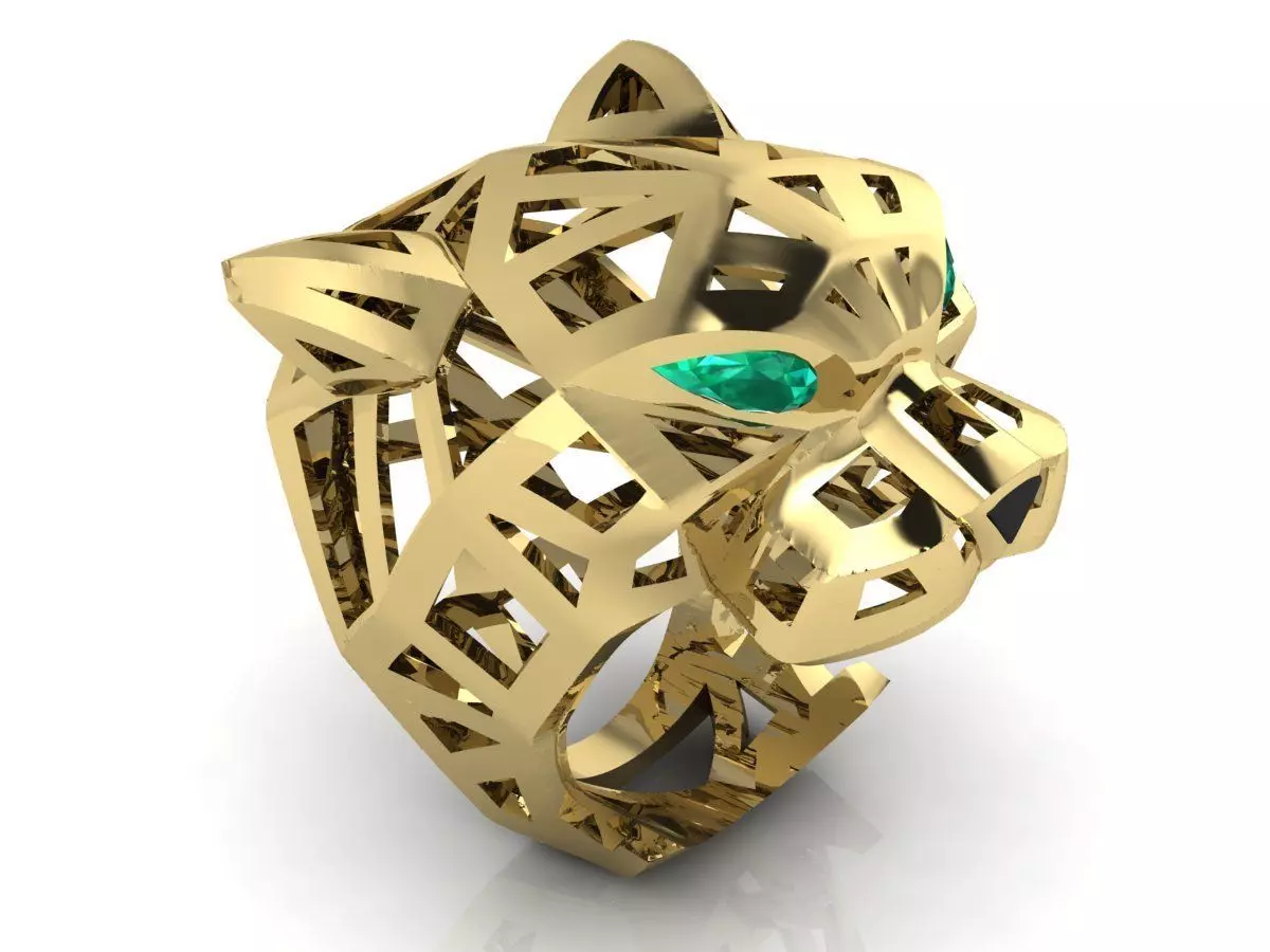 Brand Jewelry Panthere Ring Gold 3D print model