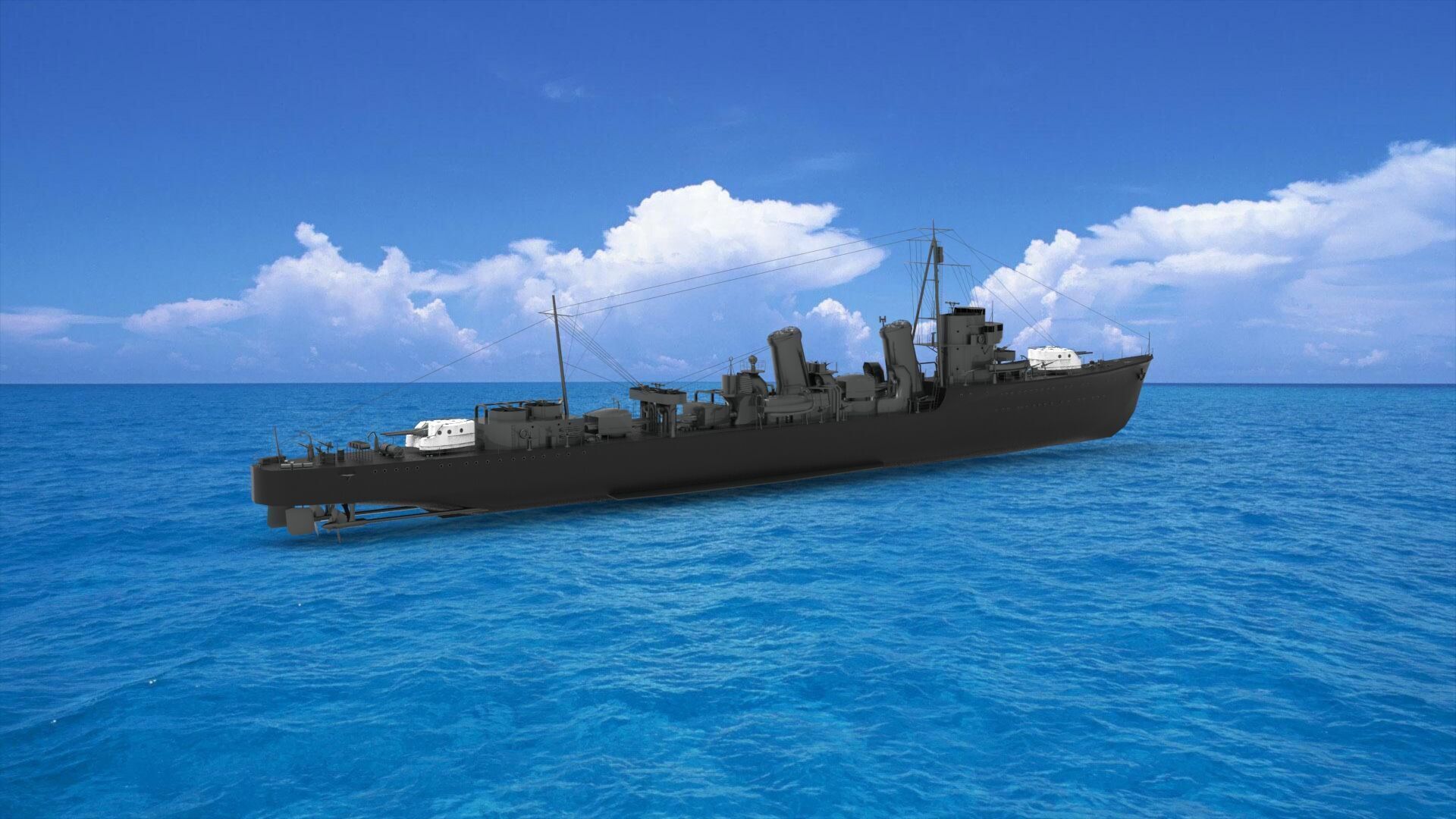 Japanese destroyer Uranami 3D model_1