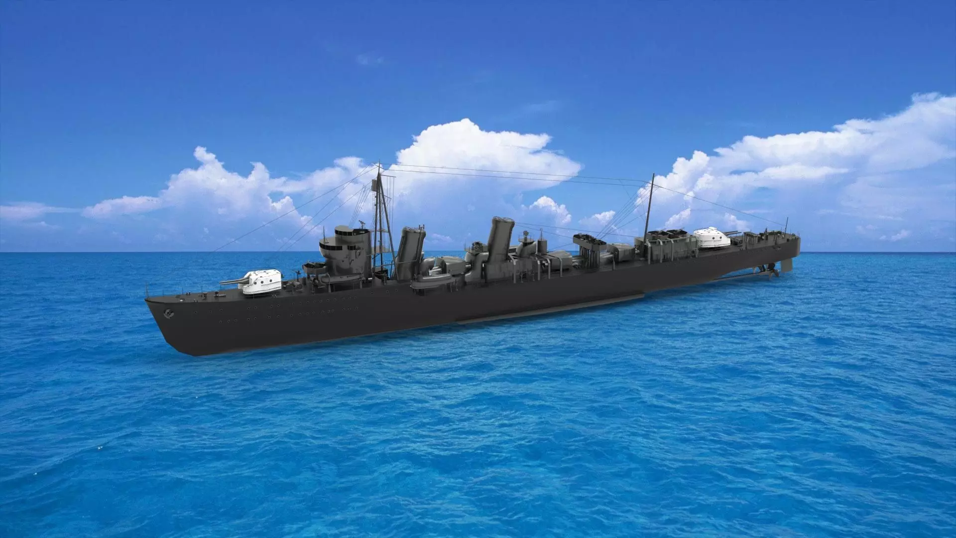 Japanese destroyer Uranami 3D model_0