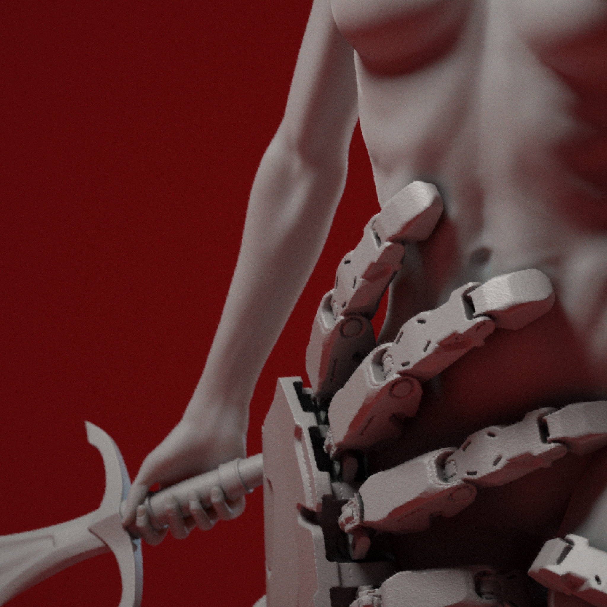 Girl with a Sword 3D print model_5