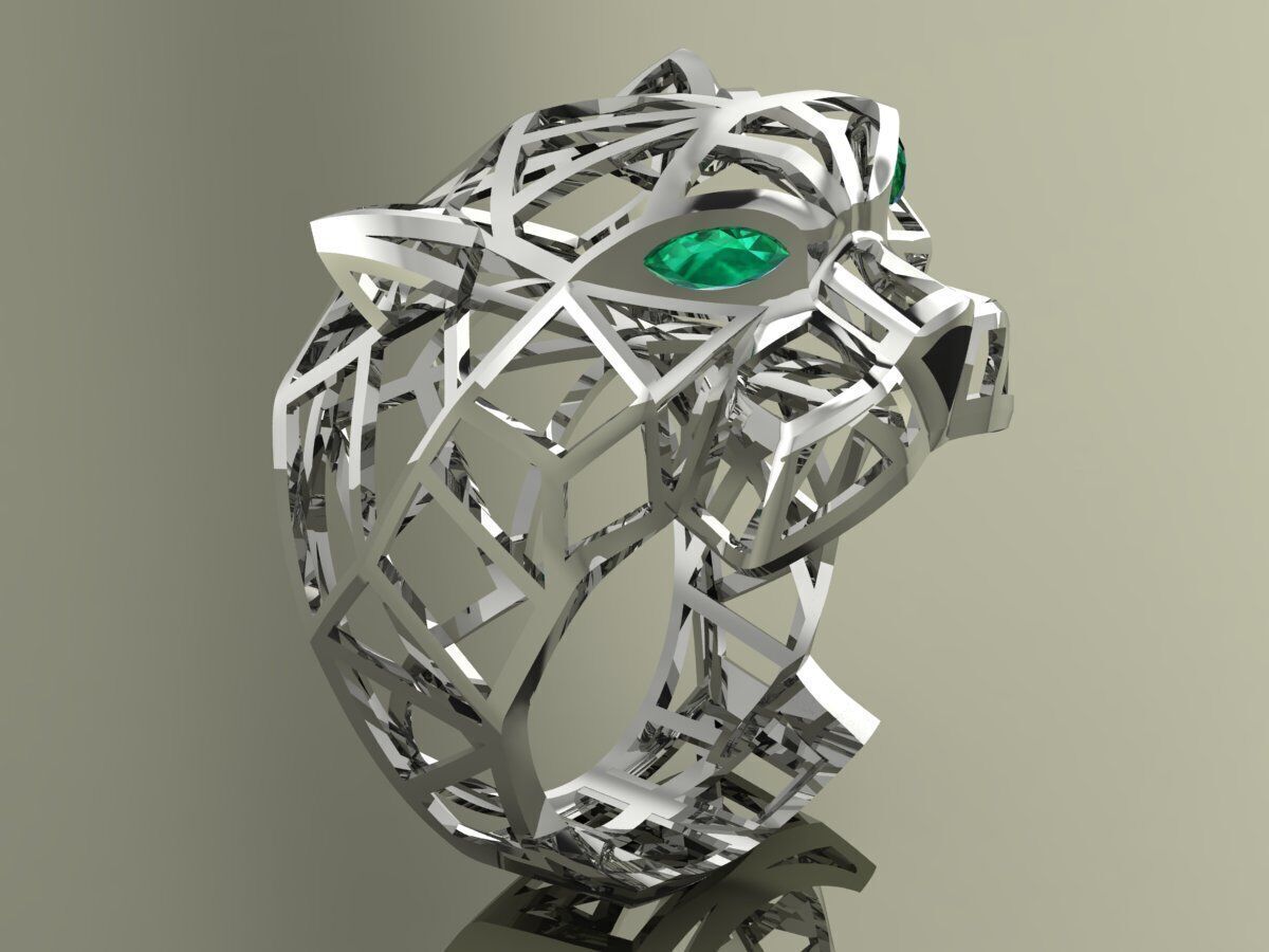 Panthere Ring Gold 3D print model_1