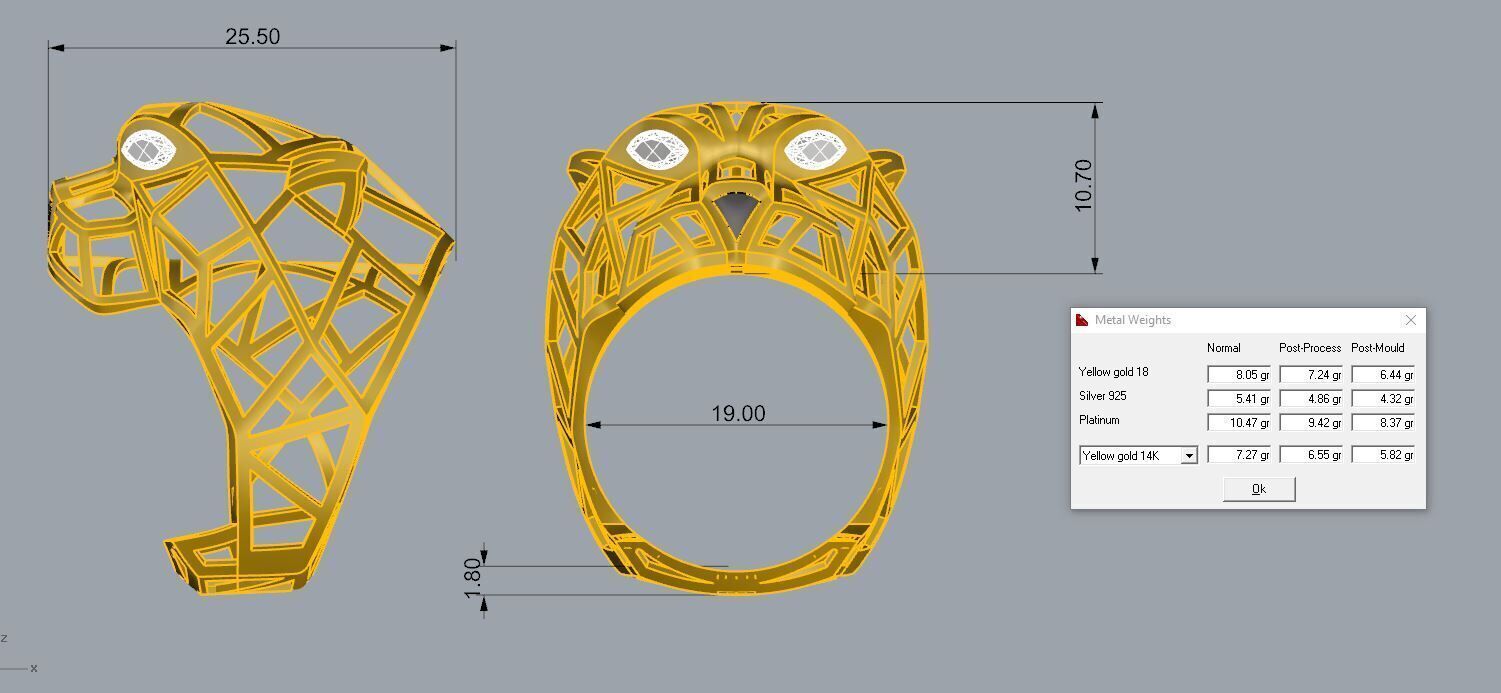 Panthere Ring Gold 3D print model_2