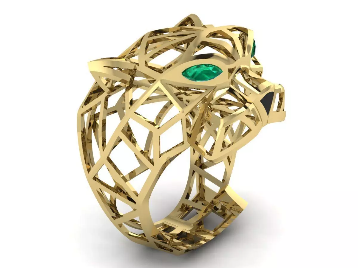 Panthere Ring Gold 3D print model_0
