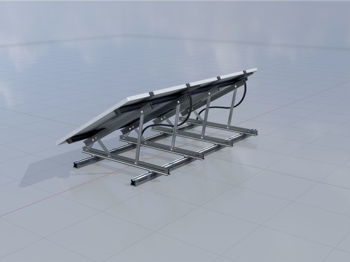 Solar module version 3 2x4m with stand 3D Model Collection_4