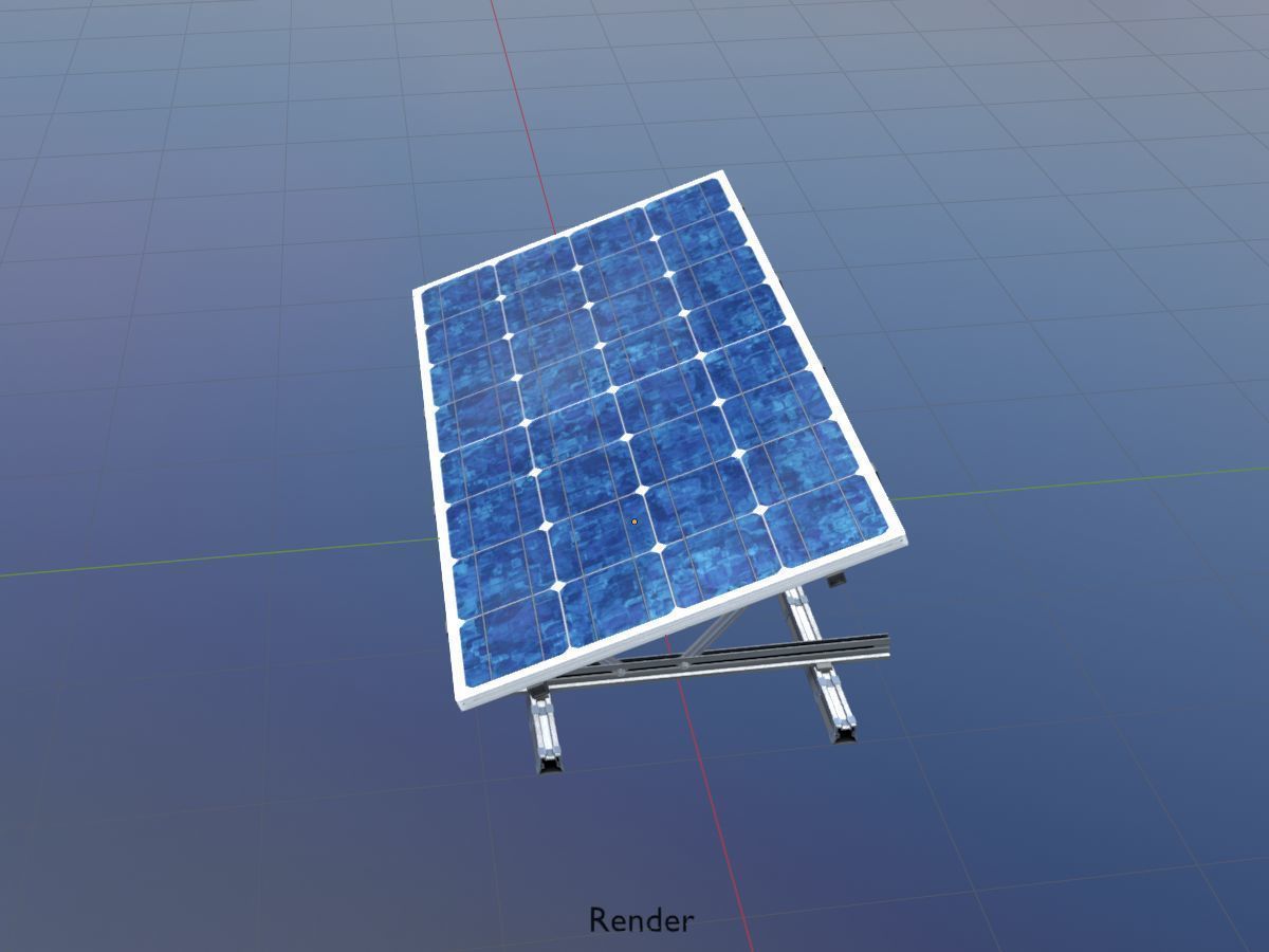 Solar module version 3 2x4m with stand 3D Model Collection_35
