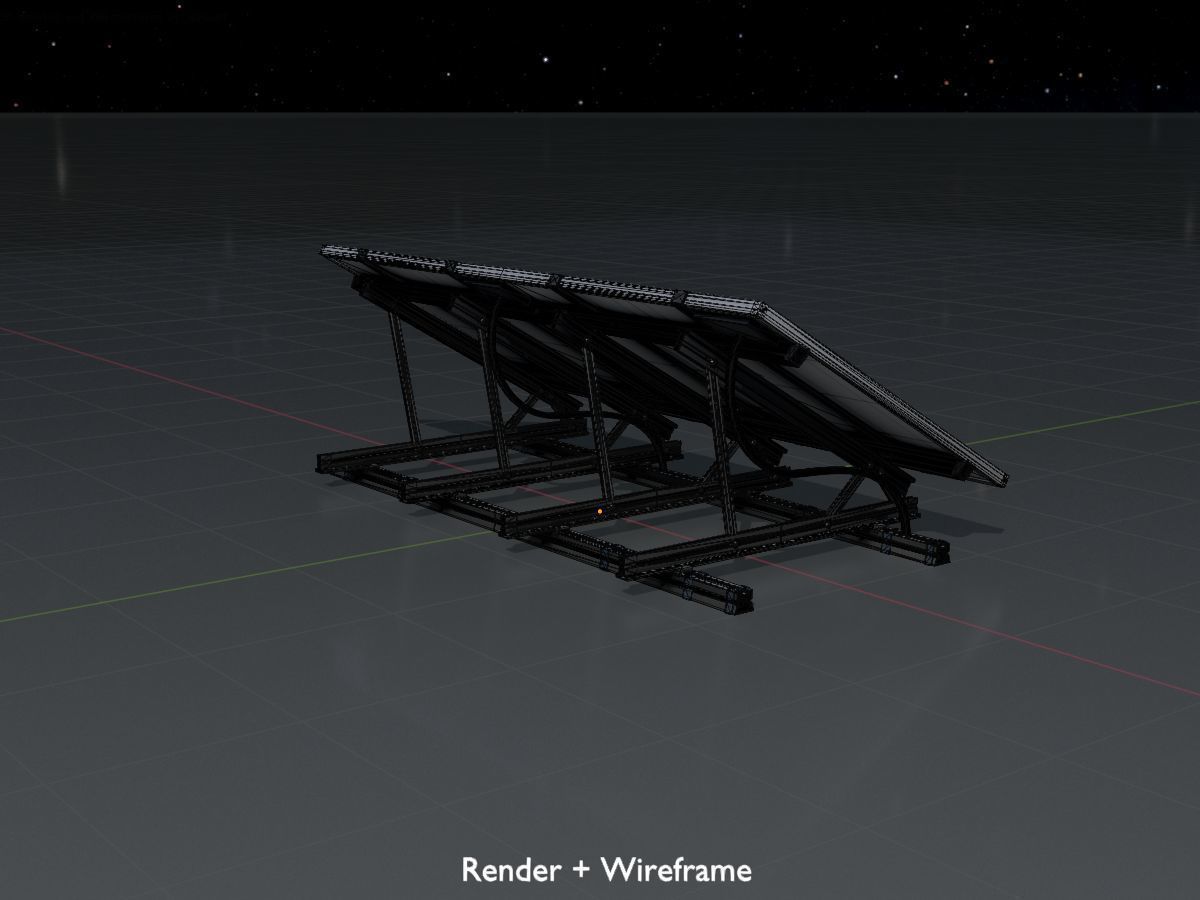 Solar module version 3 2x4m with stand 3D Model Collection_25