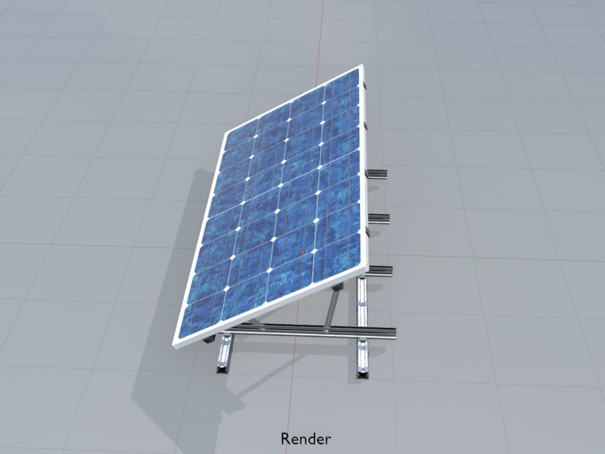 Solar module version 3 2x4m with stand 3D Model Collection_14