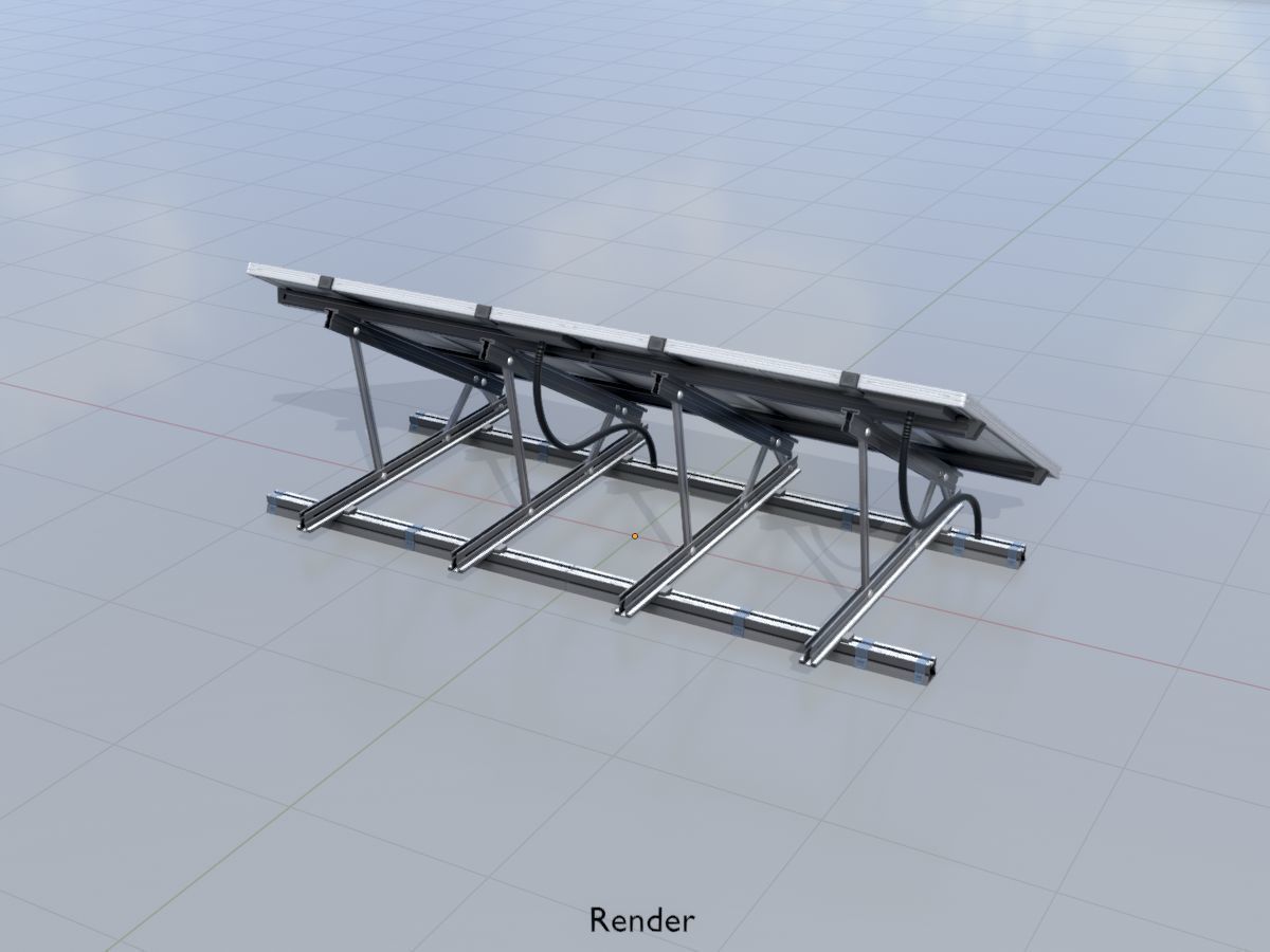 Solar module version 3 2x4m with stand 3D Model Collection_15
