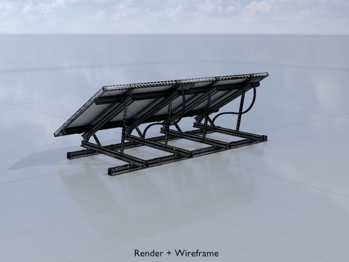 Solar module version 3 2x4m with stand 3D Model Collection_24