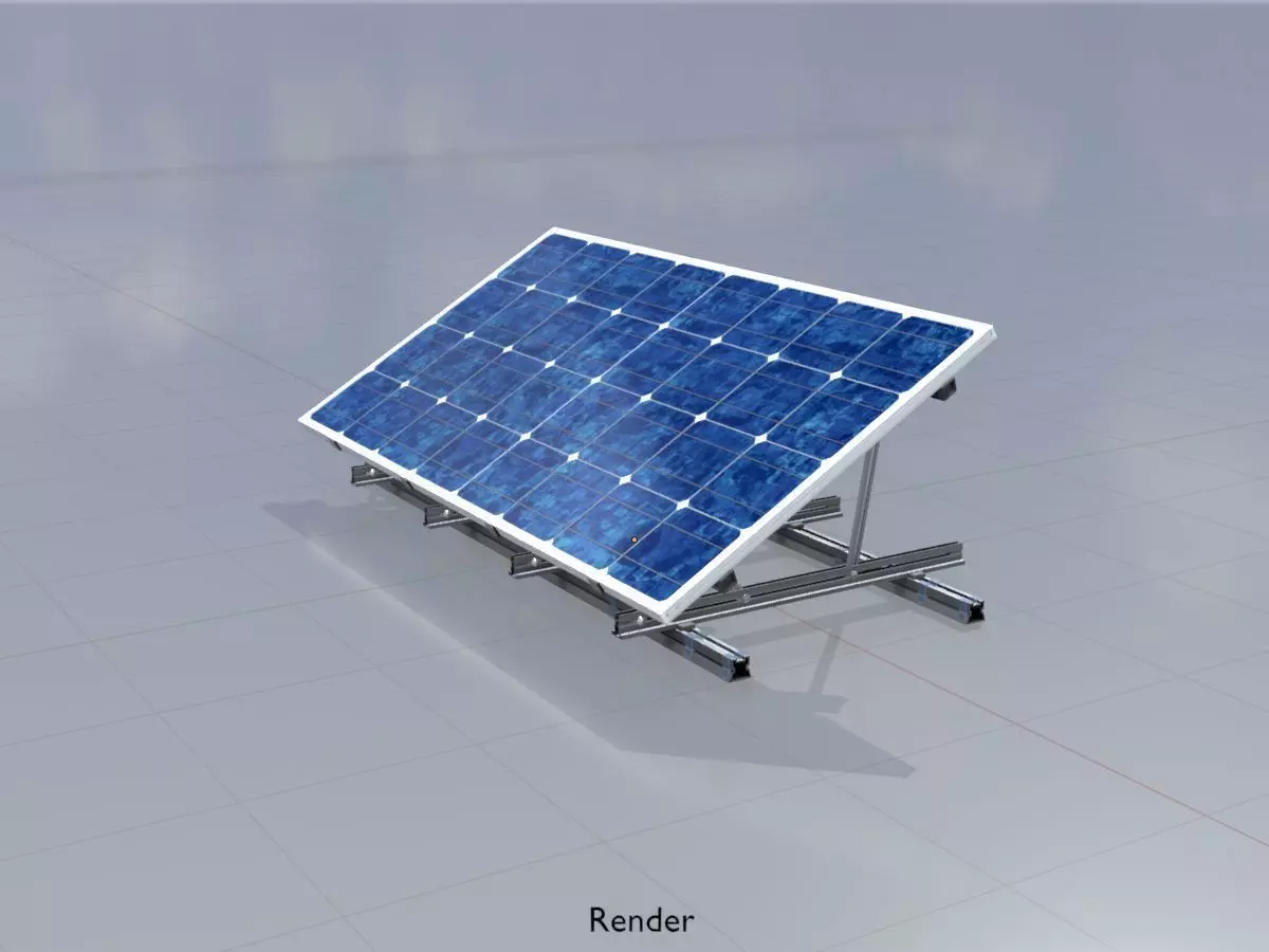 Solar module version 3 2x4m with stand 3D Model Collection_0