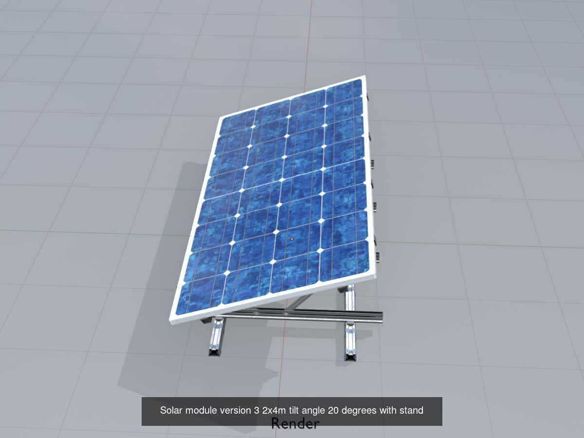 Solar module version 3 2x4m with stand 3D Model Collection_9