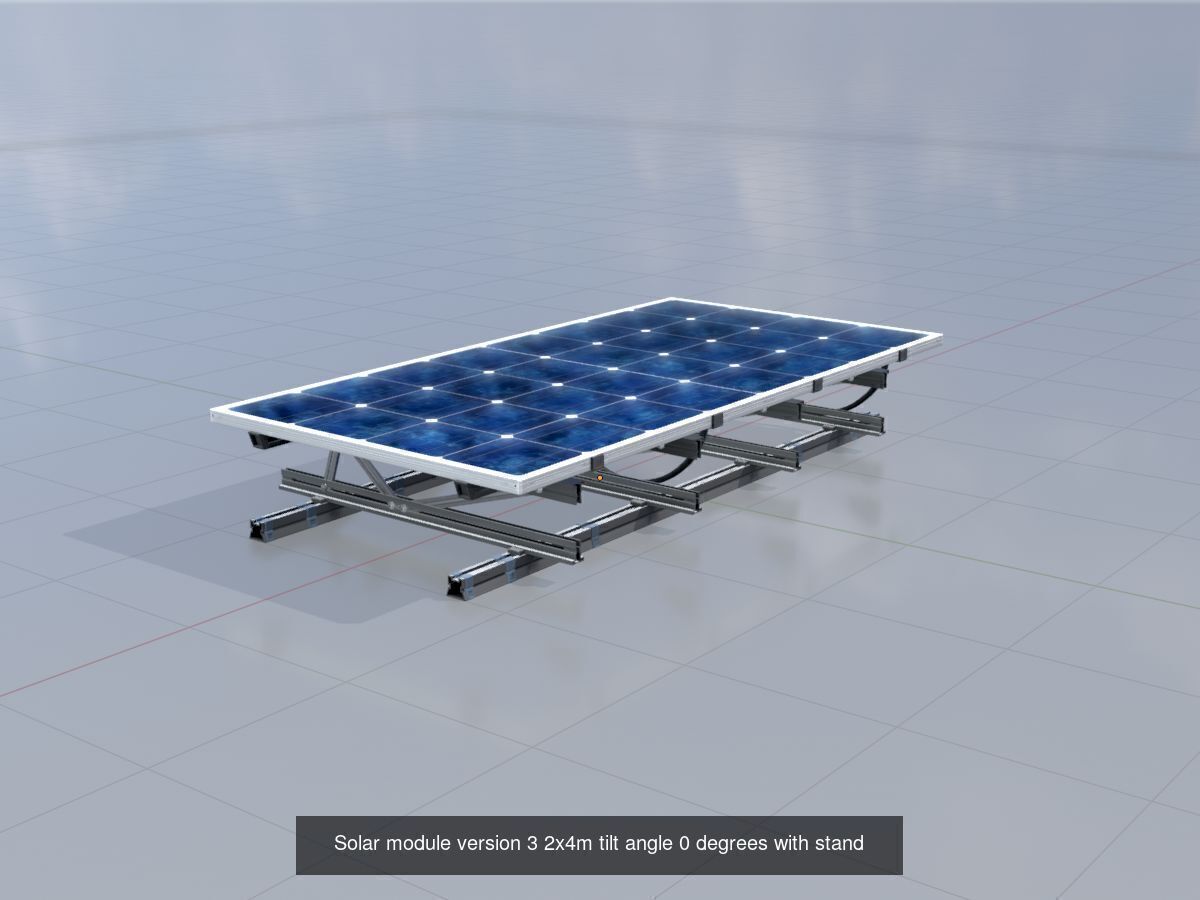 Solar module version 3 2x4m with stand 3D Model Collection_8