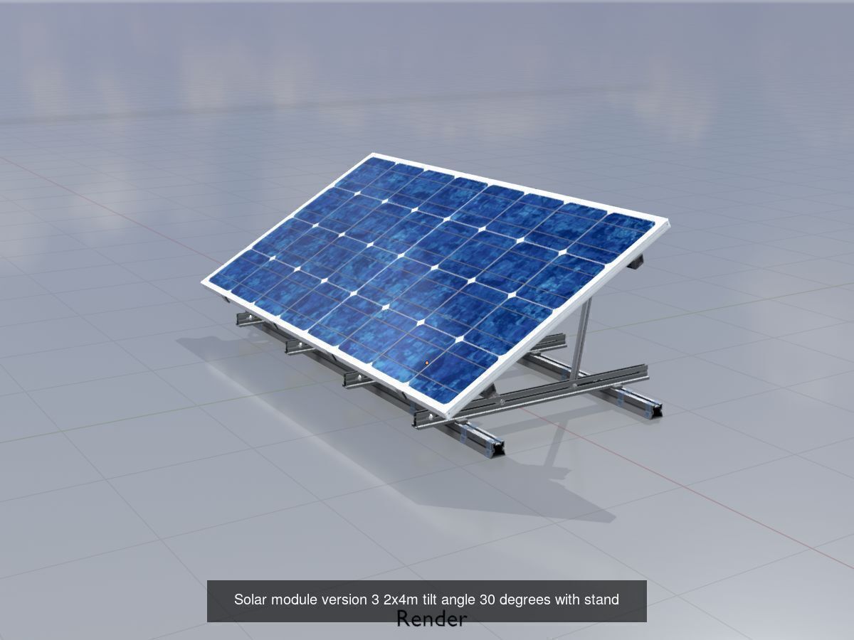 Solar module version 3 2x4m with stand 3D Model Collection_10