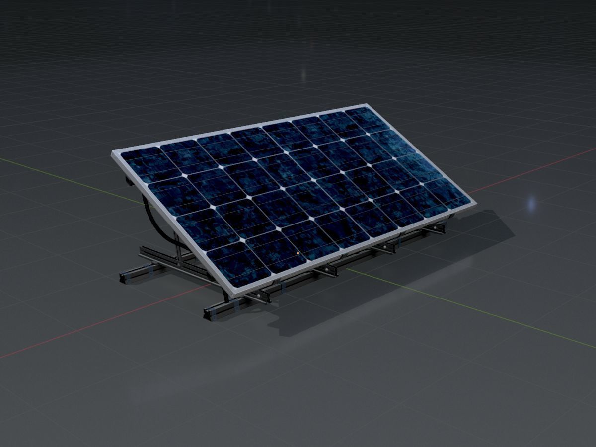 Solar module version 3 2x4m with stand 3D Model Collection_22