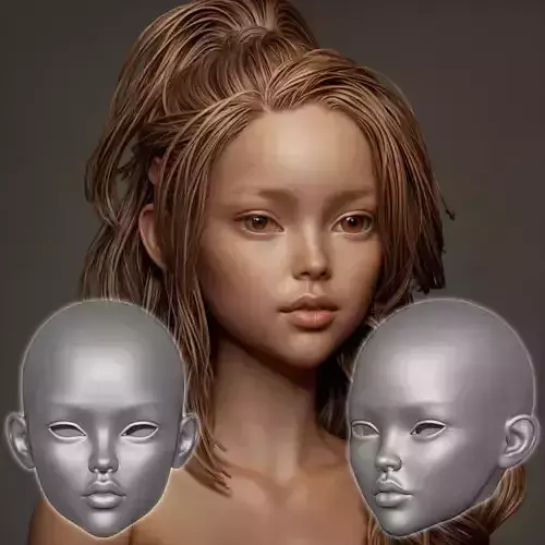 Margaret - bjd doll Head face child teenager 3D model