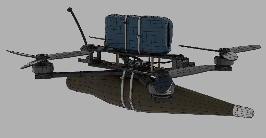 FPV kamikaze drone Low-poly 3D model_11