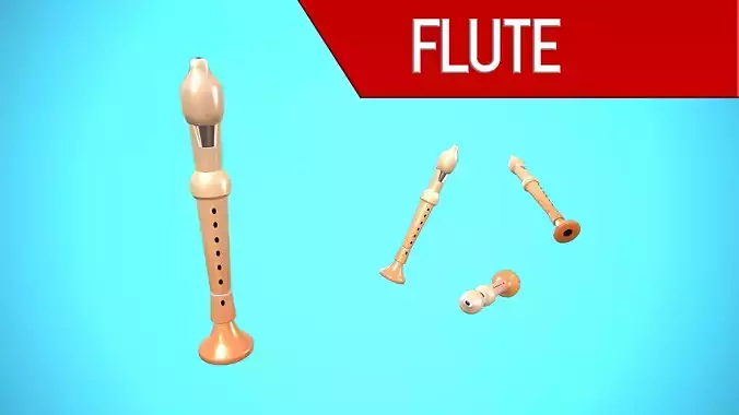 FLUTE CARTOON STYLIZED REALISTIC Low-poly 3D model