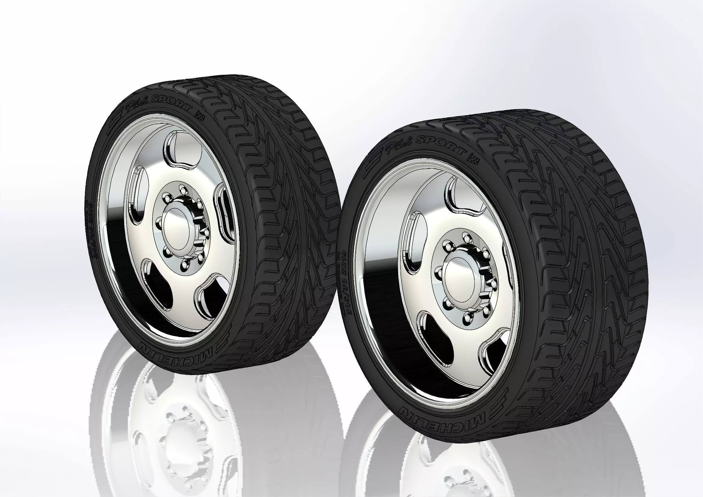 Set of custom wheels Intro Kidney Bean HD8 for your scale model 3D print model