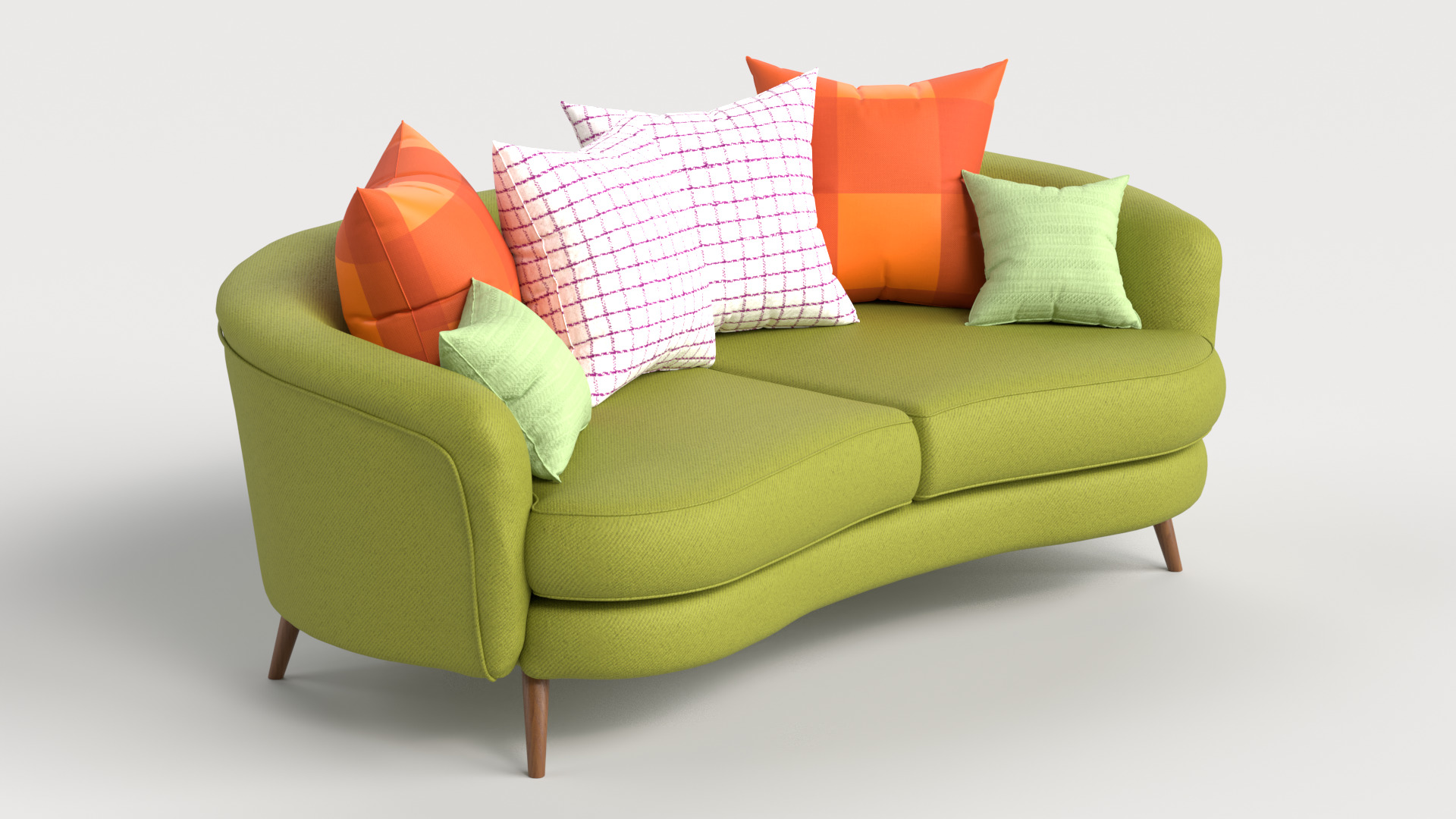 Sofa 2 Multicolor Two-Seater Sofa with 6 pillows 3D model_2