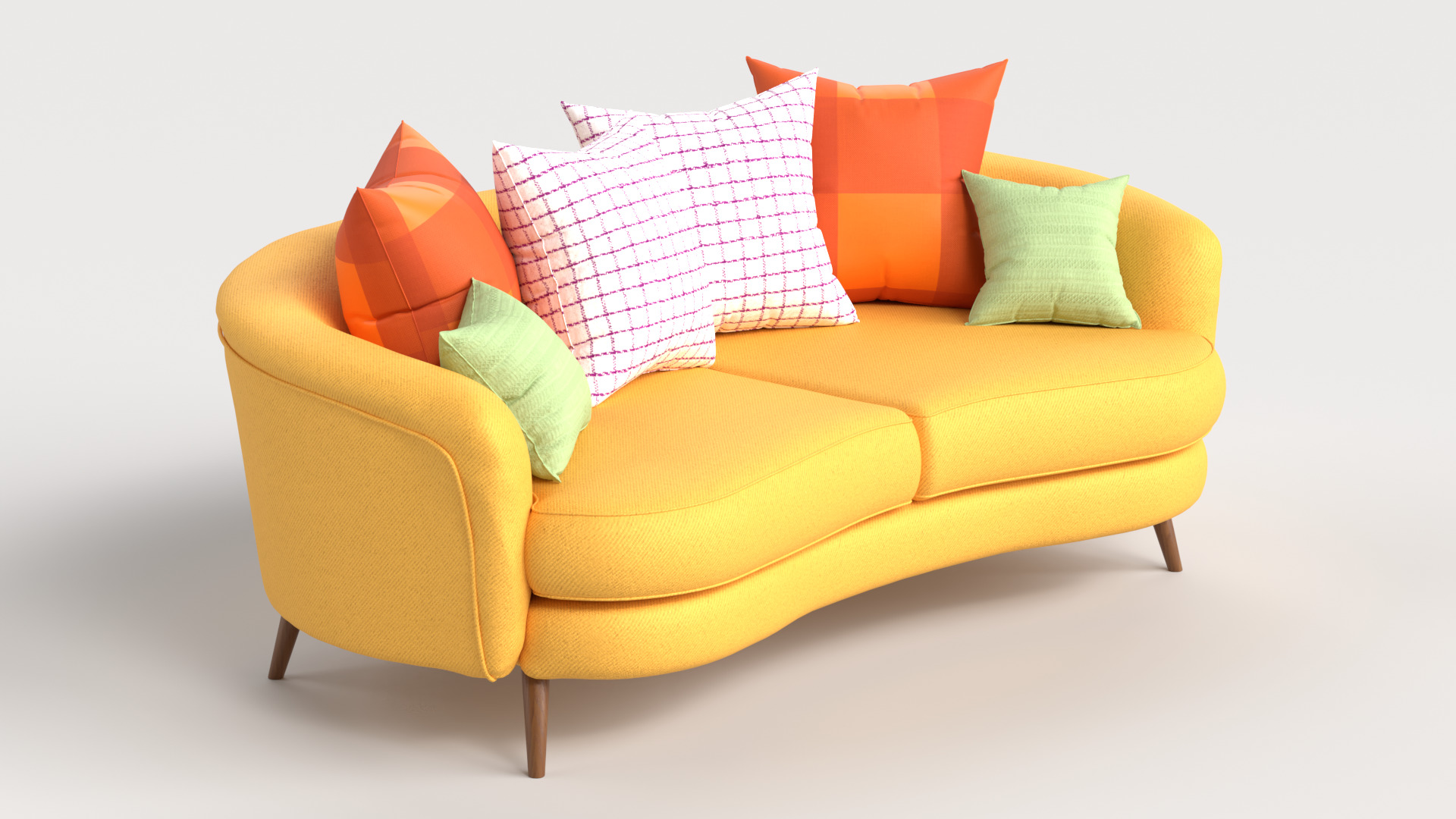Sofa 2 Multicolor Two-Seater Sofa with 6 pillows 3D model_1