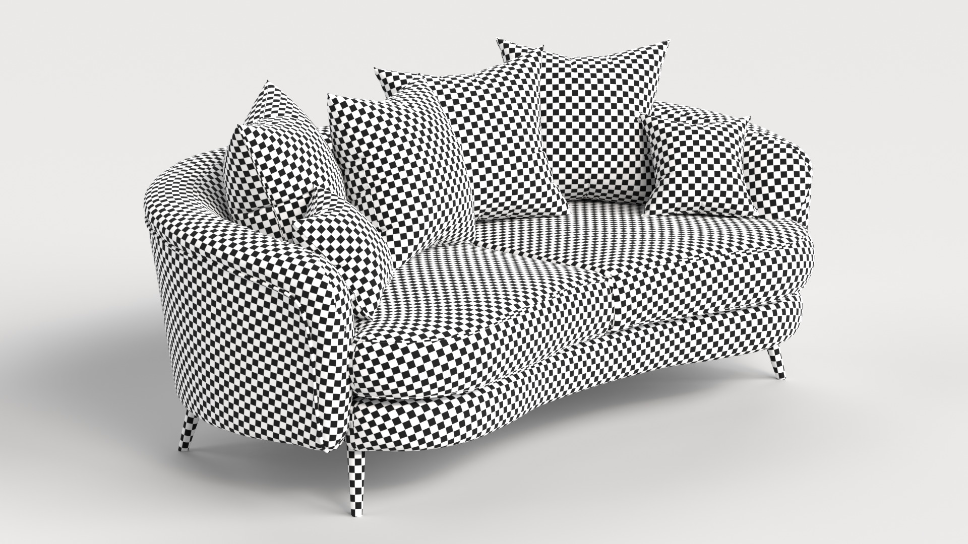 Sofa 2 Multicolor Two-Seater Sofa with 6 pillows 3D model_5