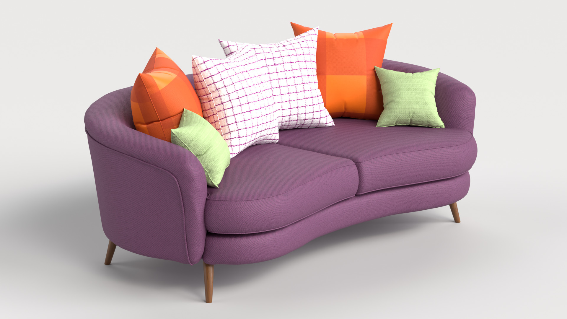 Sofa 2 Multicolor Two-Seater Sofa with 6 pillows 3D model_4