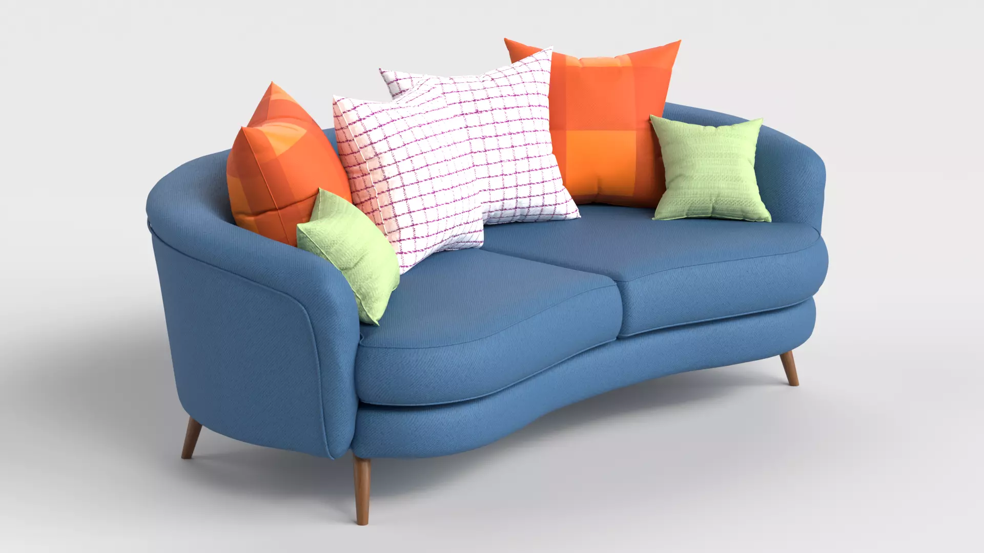 Sofa 2 Multicolor Two-Seater Sofa with 6 pillows 3D model_0