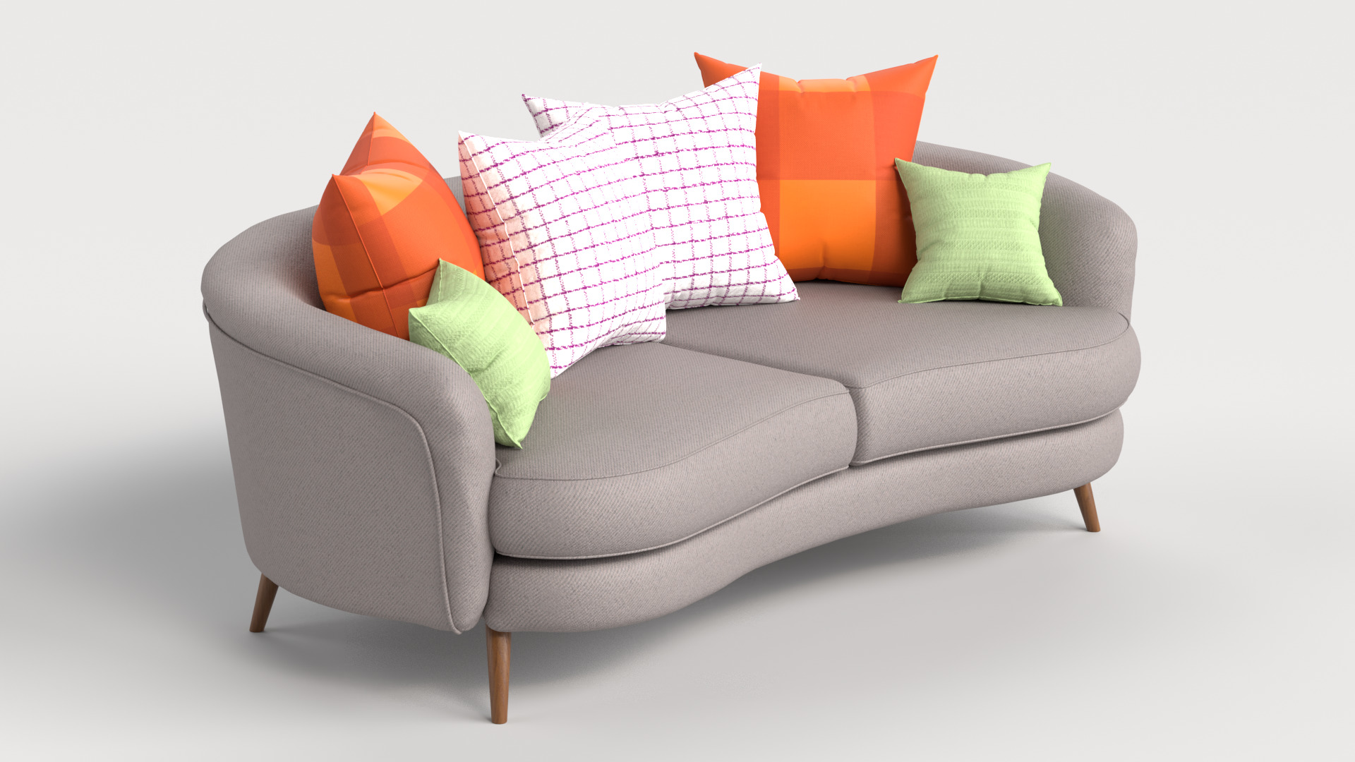 Sofa 2 Multicolor Two-Seater Sofa with 6 pillows 3D model_3