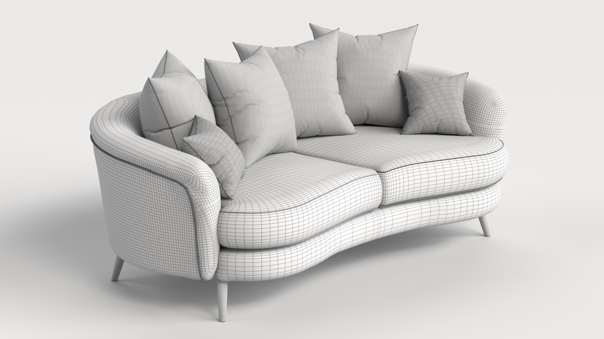Sofa 2 Multicolor Two-Seater Sofa with 6 pillows 3D model_6