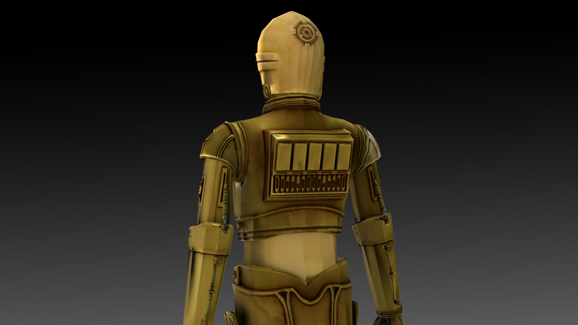 C3PO 3D Model  Humanoid AI Star Wars Low-poly 3D model_5