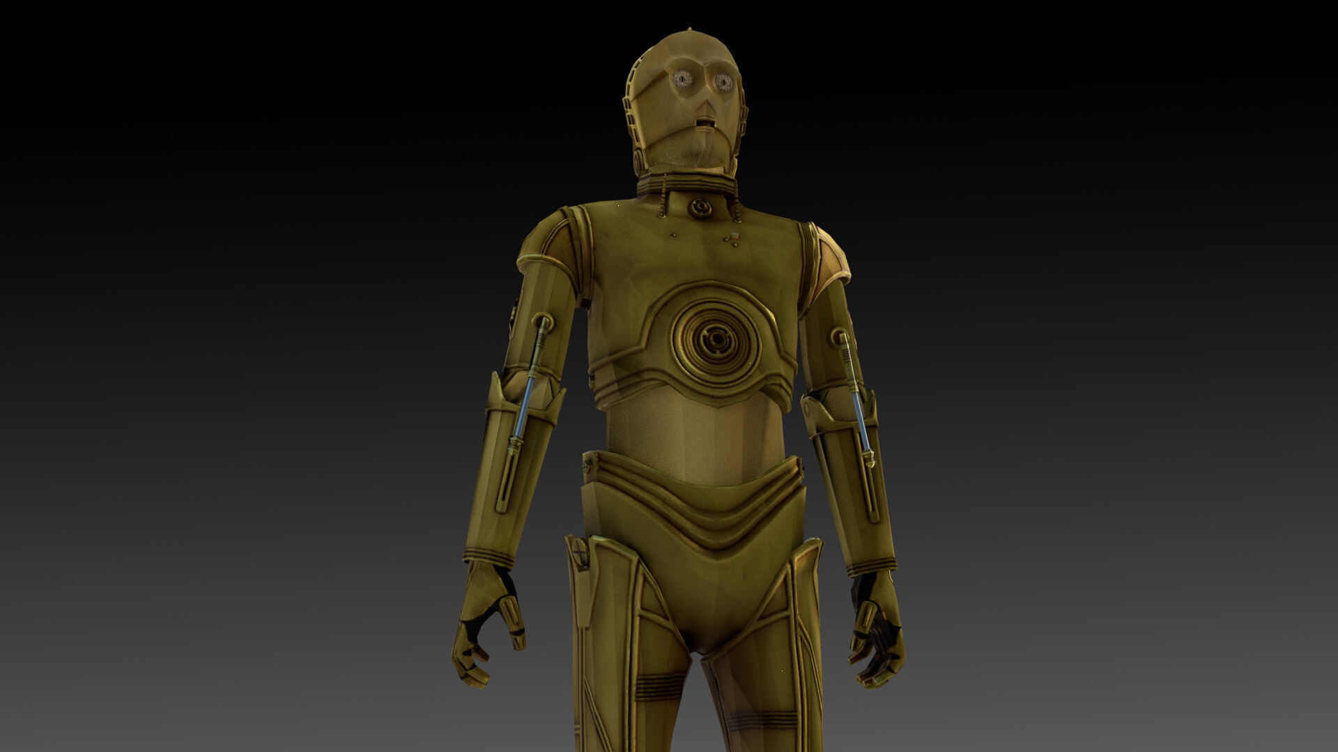 C3PO 3D Model  Humanoid AI Star Wars Low-poly 3D model_4
