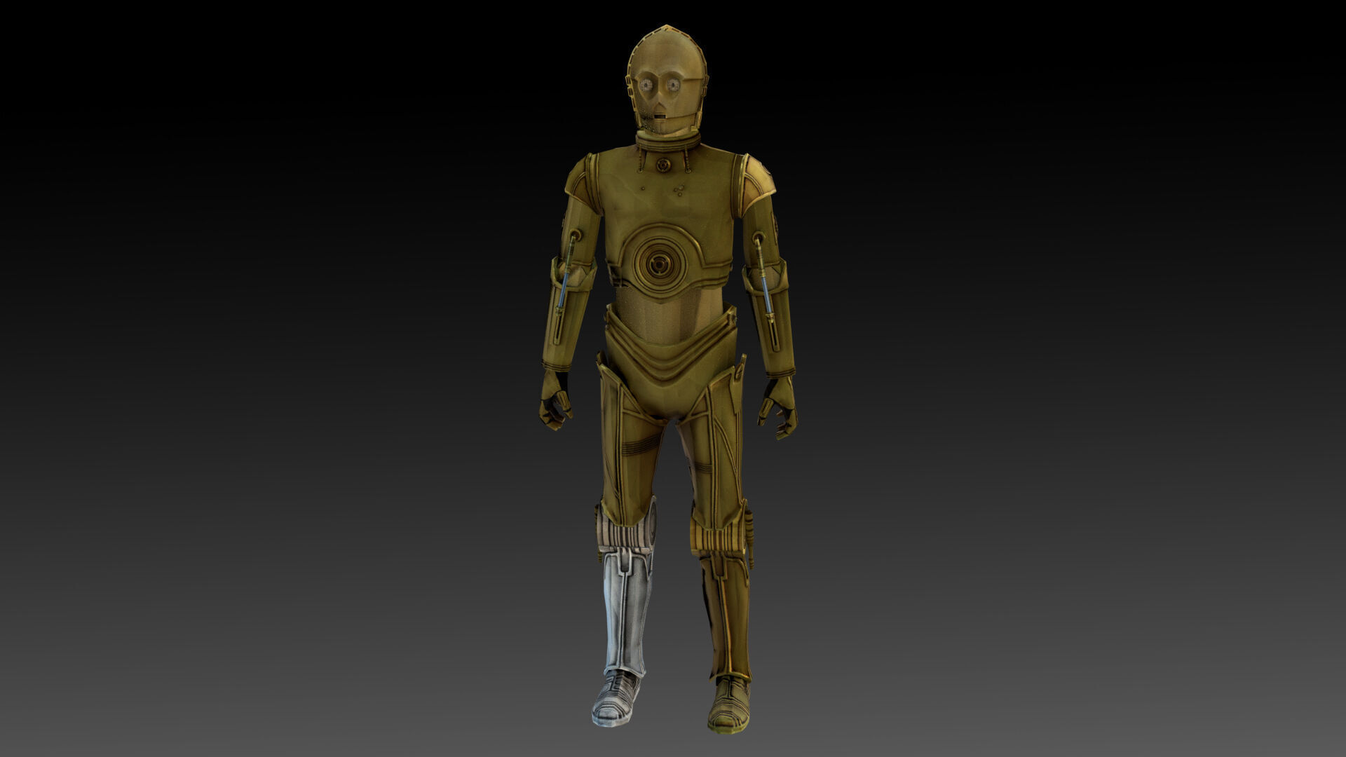 C3PO 3D Model  Humanoid AI Star Wars Low-poly 3D model_1